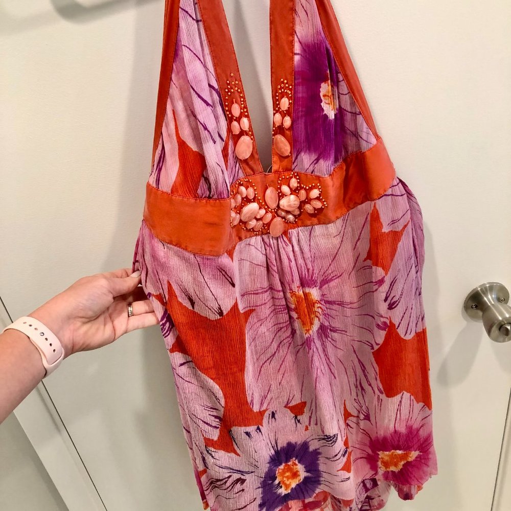 Marciano | Silk | Backless | bead work | flower dress